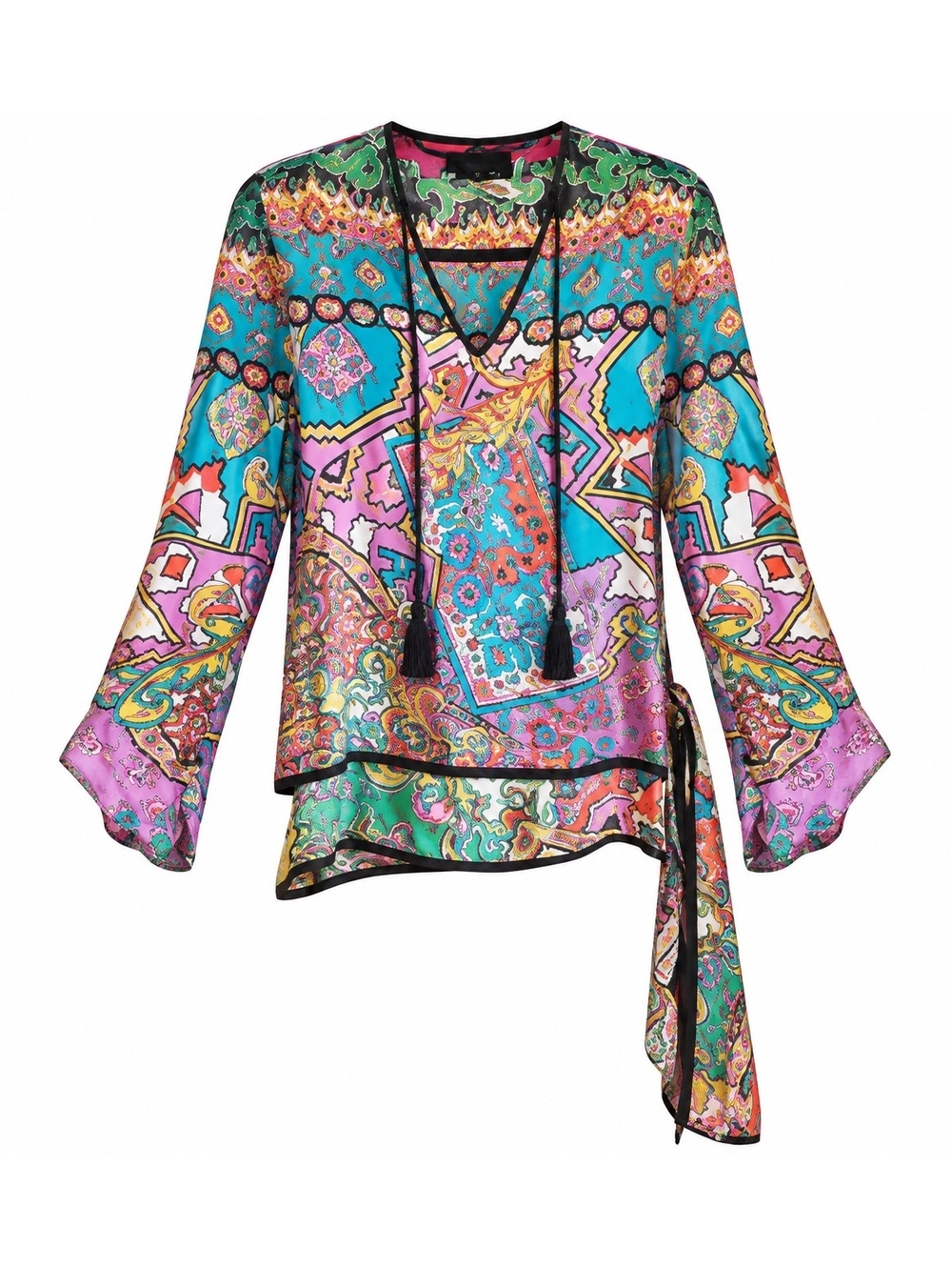 Vintage Diane Freis Silk Multicolor Boho Tunic Blouse
